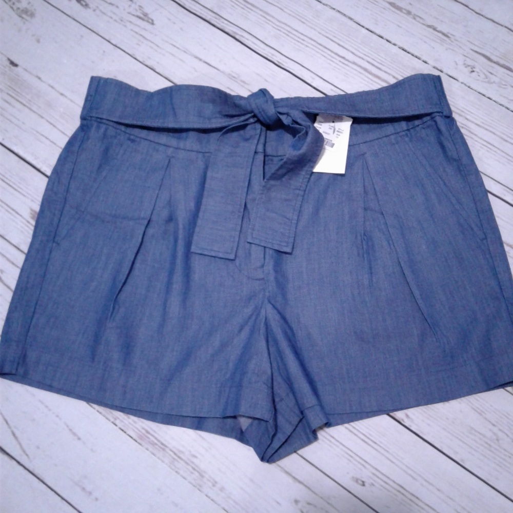 J.Crew Blue 3” Chambray Tie Waist Shorts Size 10
